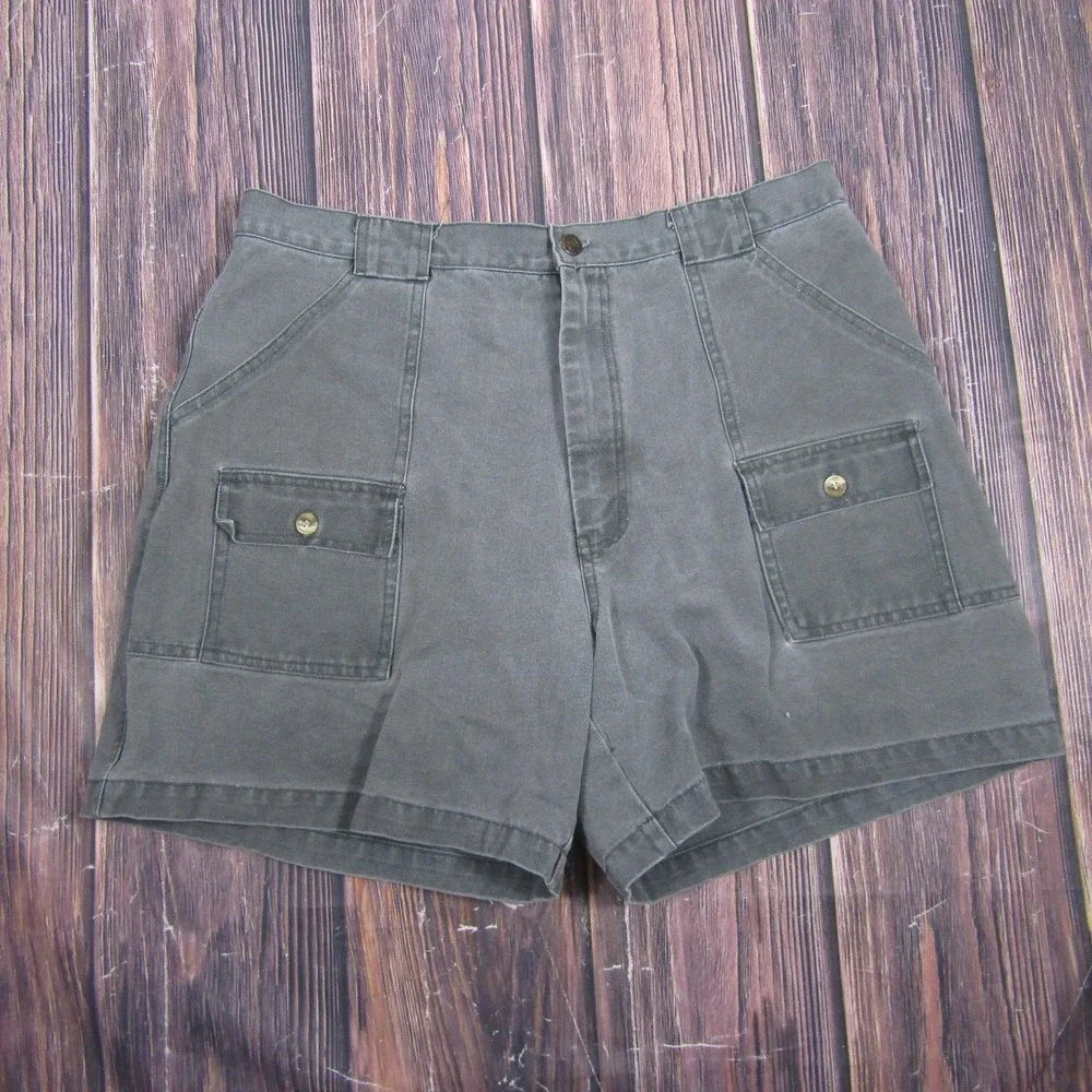 Pacific Crest Mens 38 Green Canvas Cargo Shorts Vintage Hong Kong Trail Outdoors